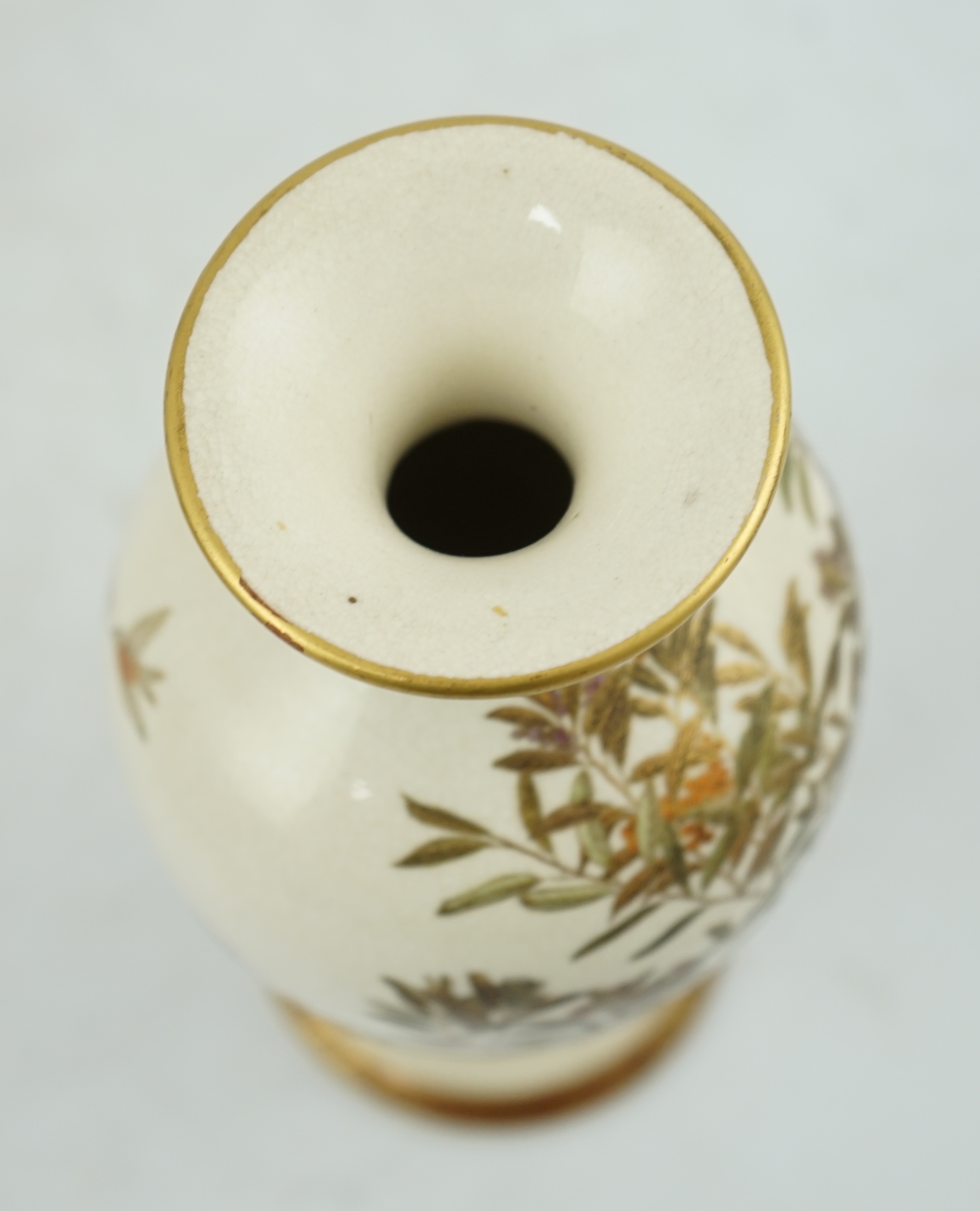 A Japanese Satsuma 'egrets' baluster vase, by Kinkozan, Meiji period